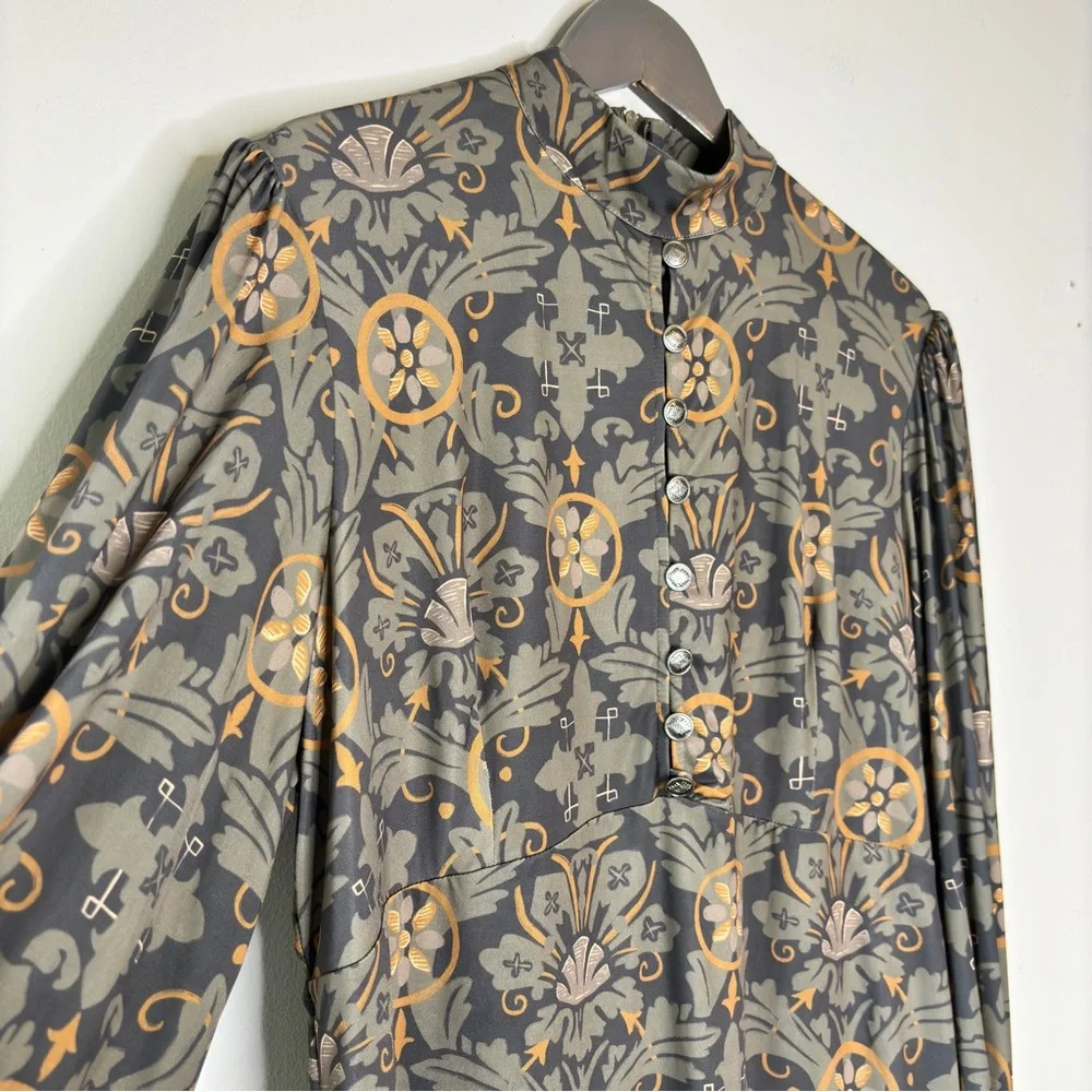 Laura Byrnes Hope Jahnstun Floral Pint Long Seleve Mock Neck Blouse Size 2X - Picture 3 of 10